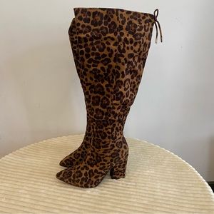 Cato Leopard Print Over the Knee Boots